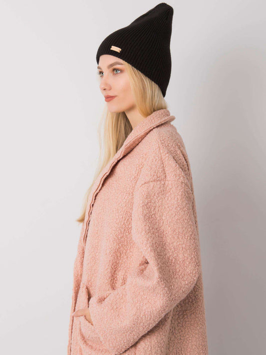 RUE PARIS Czarna czapka beanie z dzianiny
