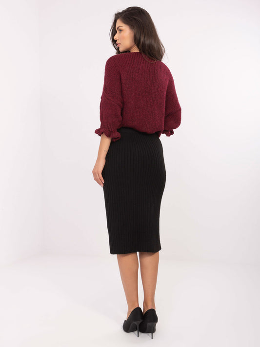 SUBLEVEL Czarna swetrowa spódnica z wełną