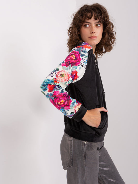 Czarna-ecru damska bluza na suwak RUE PARIS