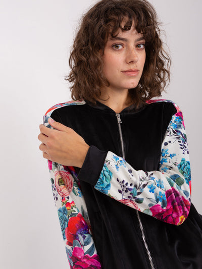 Czarna-ecru damska bluza na suwak RUE PARIS