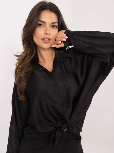 Czarna koszula oversize w kwiaty