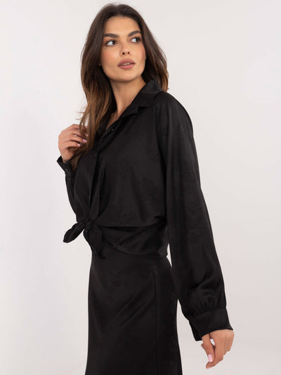 Czarna koszula oversize w kwiaty