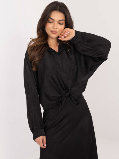 Czarna koszula oversize w kwiaty
