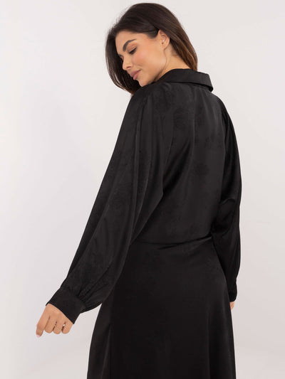 Czarna koszula oversize w kwiaty