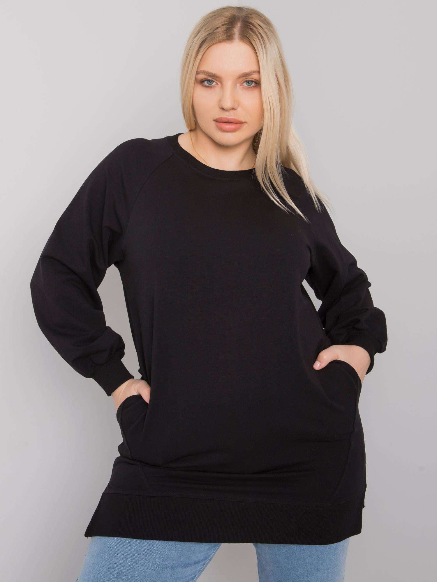 Czarna bawełniana bluza damska plus size