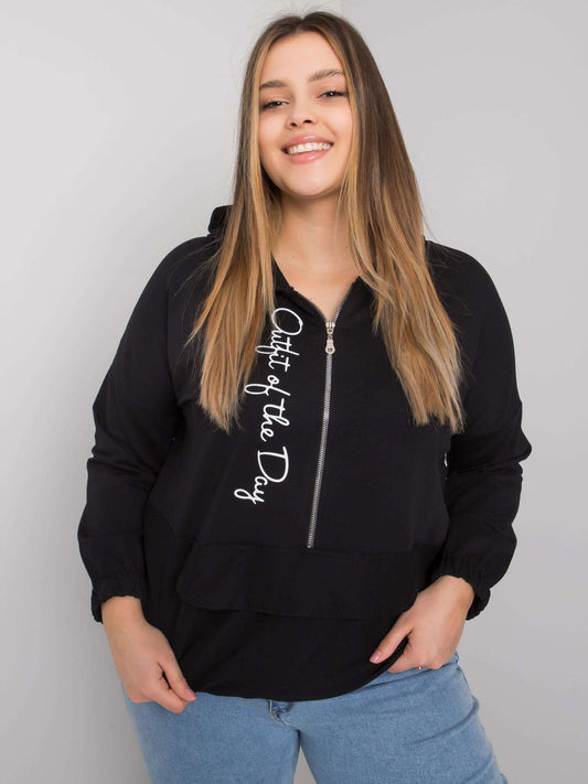 Czarna bluza plus size z kapturem