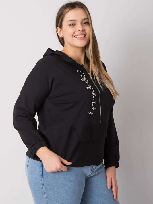 Czarna bluza plus size z kapturem