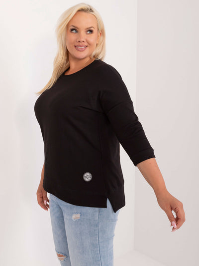Czarna bawełniana bluzka plus size na co dzień