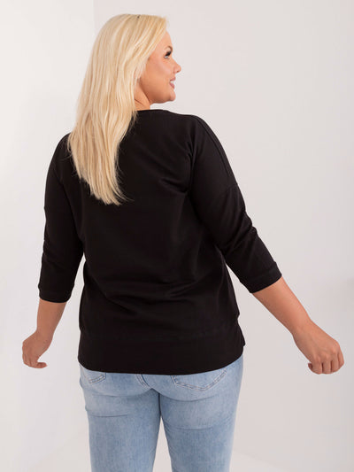Czarna bawełniana bluzka plus size na co dzień