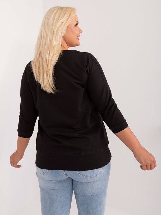 Czarna bawełniana bluzka plus size na co dzień