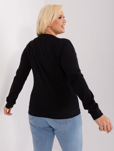 Czarna damska bluzka plus size z dekoltem V