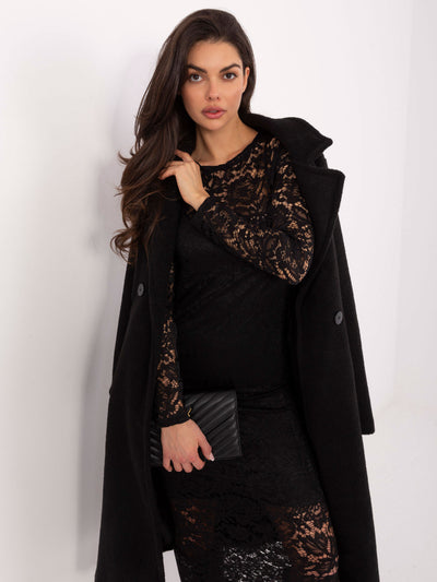 RUE PARIS  Czarna maxi sukienka z koronką