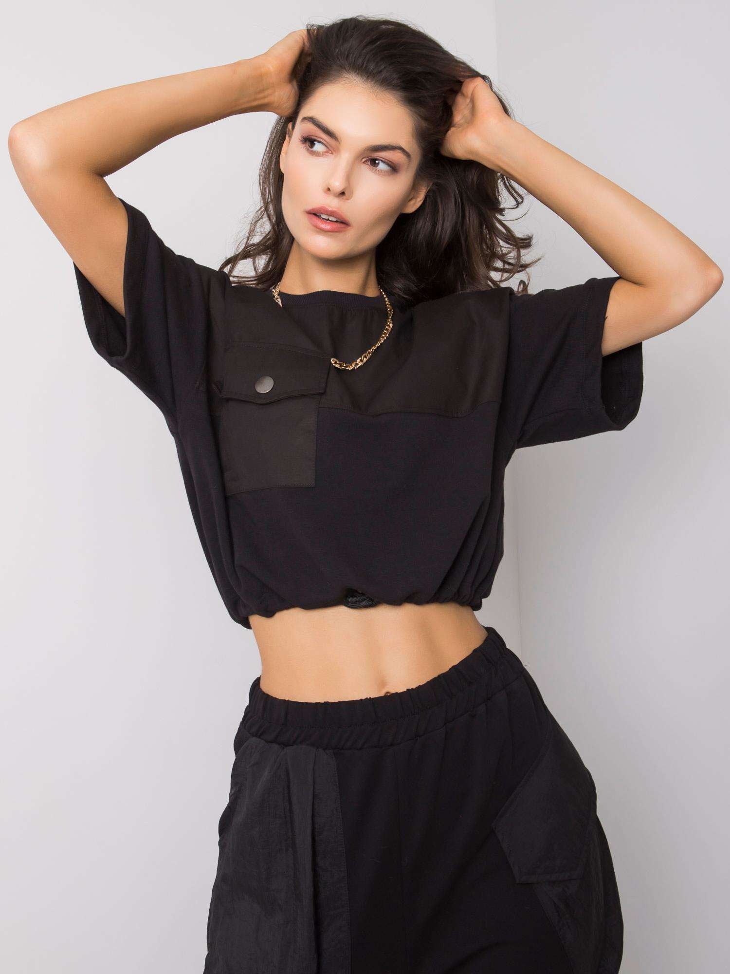 RUE PARIS Czarna krótka bluza damska