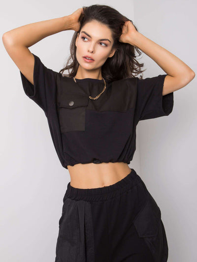 RUE PARIS Czarna krótka bluza damska