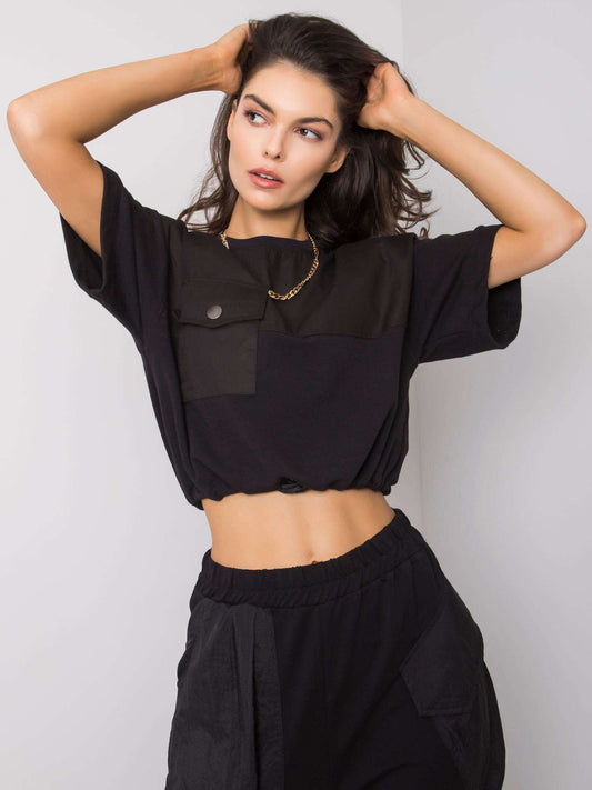 RUE PARIS Czarna krótka bluza damska