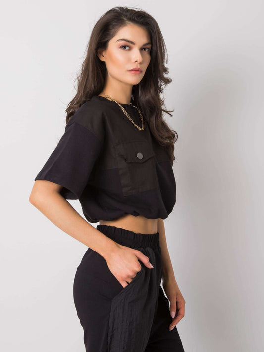 RUE PARIS Czarna krótka bluza damska