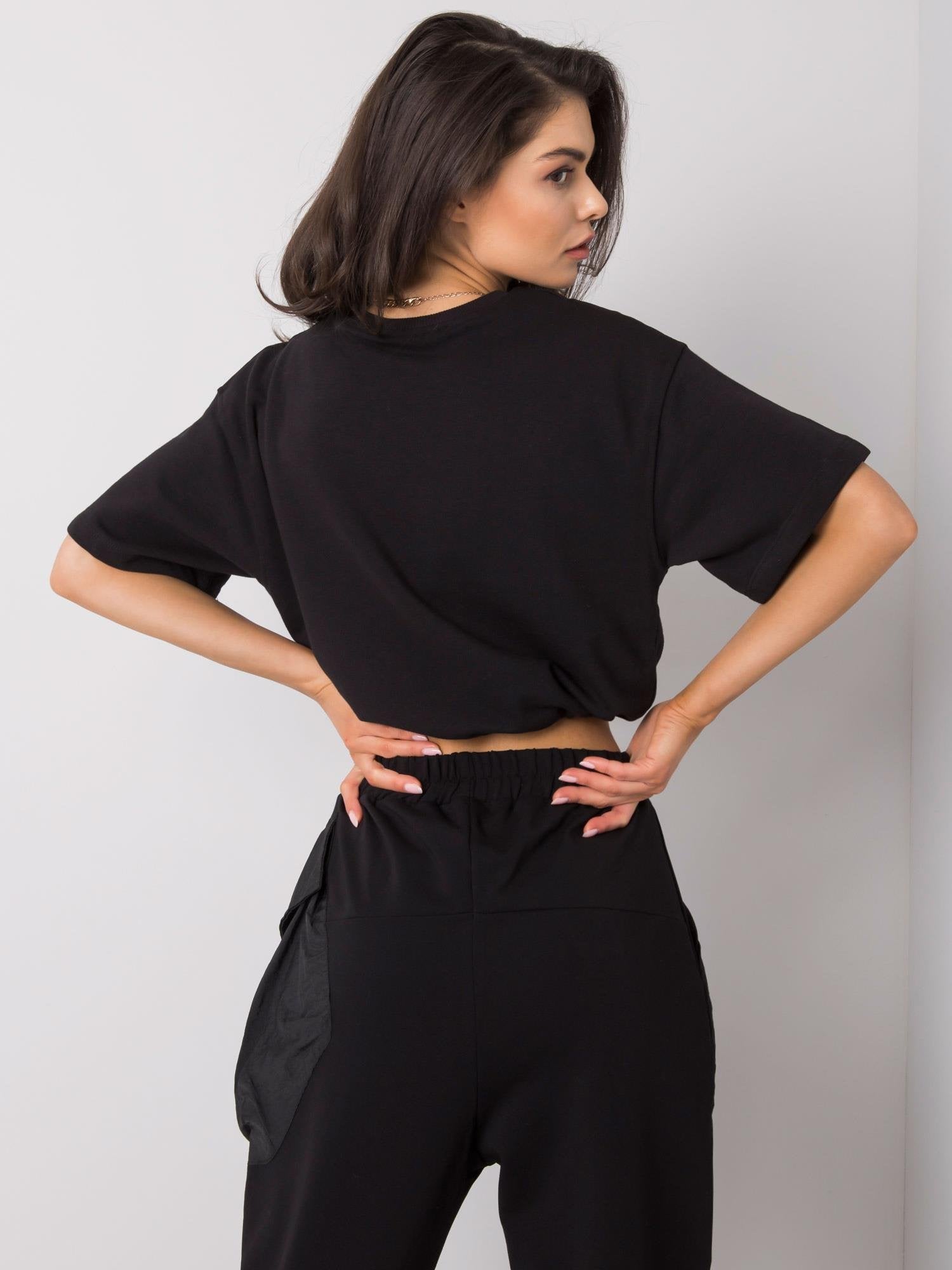 RUE PARIS Czarna krótka bluza damska