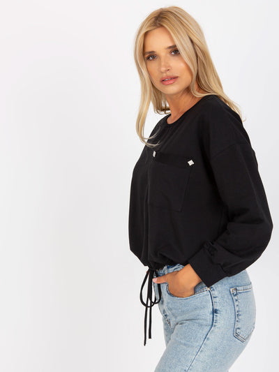 Czarna krótka bluza bez kaptura bawełniana RUE PARIS
