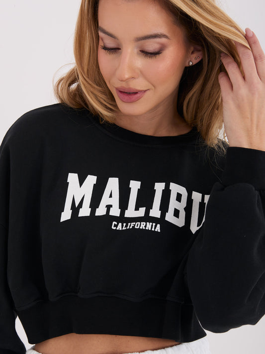 Czarna krótka bluza oversize z nadrukiem