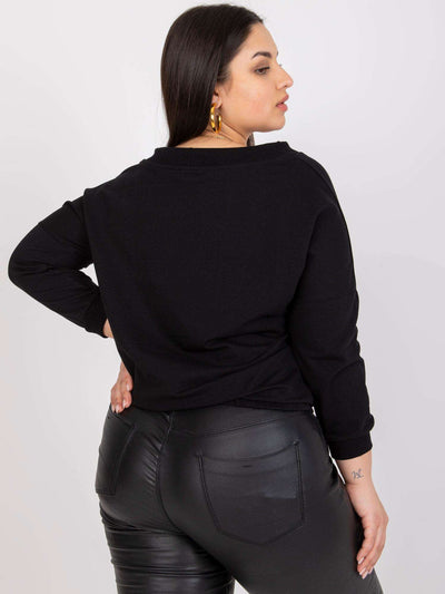 Czarna krótka damska dresowa bluza plus size