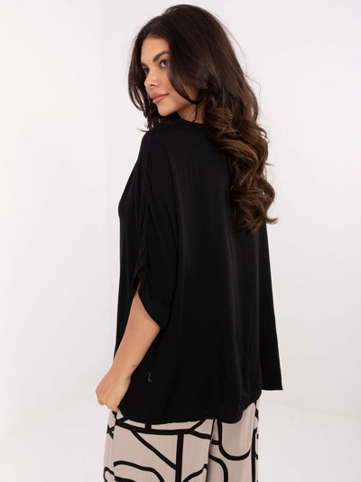 OCH BELLA Czarna bluzka oversize na lato