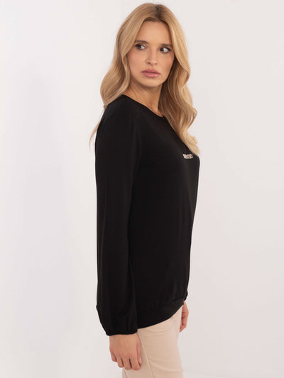 Czarna bluzka longsleeve z okrągłym dekoltem