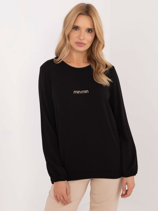 Czarna bluzka longsleeve z okrągłym dekoltem