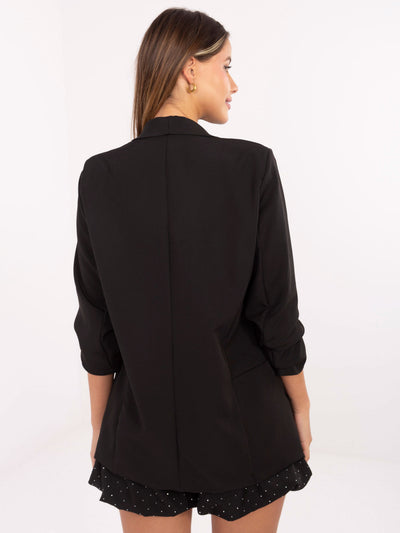 RUE PARIS Czarna elegancka marynarka bez zapięcia