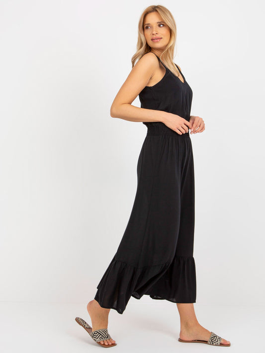 Czarna maxi sukienka z falbaną bez rękawów FRESH MADE