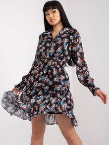 Czarna sukienka mini w kwiaty