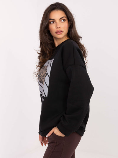 Czarna dresowa bluza z nadrukiem