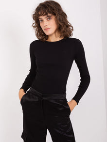 Czarna bluzka basic longsleeve w prążki