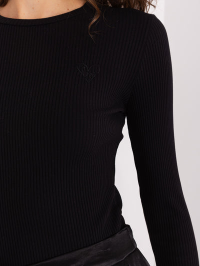 Czarna bluzka basic longsleeve w prążki