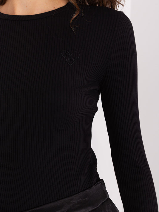 Czarna bluzka basic longsleeve w prążki