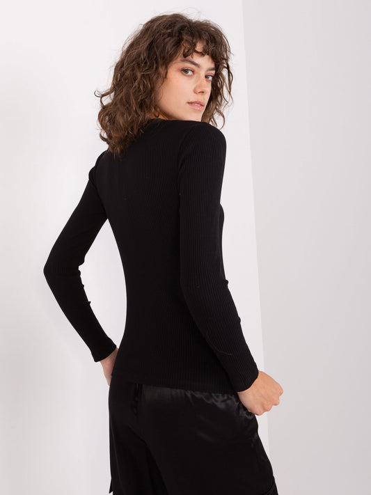 Czarna bluzka basic longsleeve w prążki