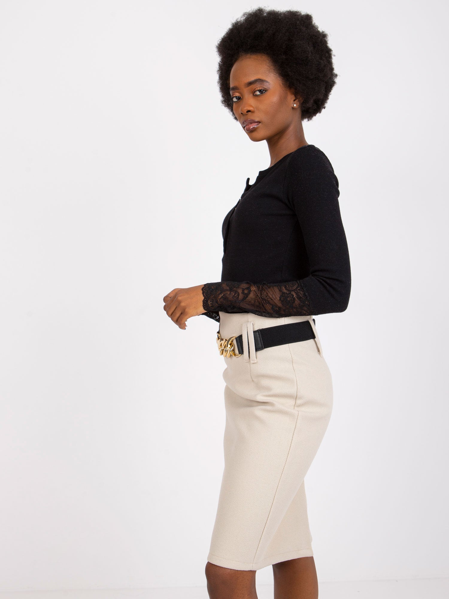 RUE PARIS Czarna bluzka w prążek