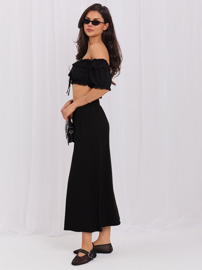 Czarna midi spódnica basic z kieszeniami RUE PARIS