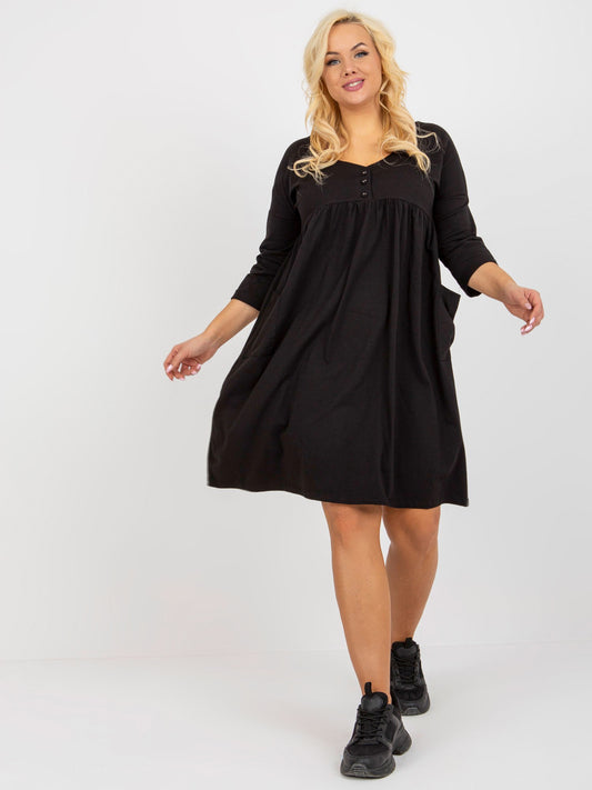 Czarna dresowa sukienka plus size basic z kieszeniami