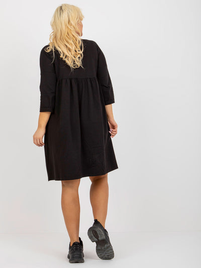 Czarna dresowa sukienka plus size basic z kieszeniami
