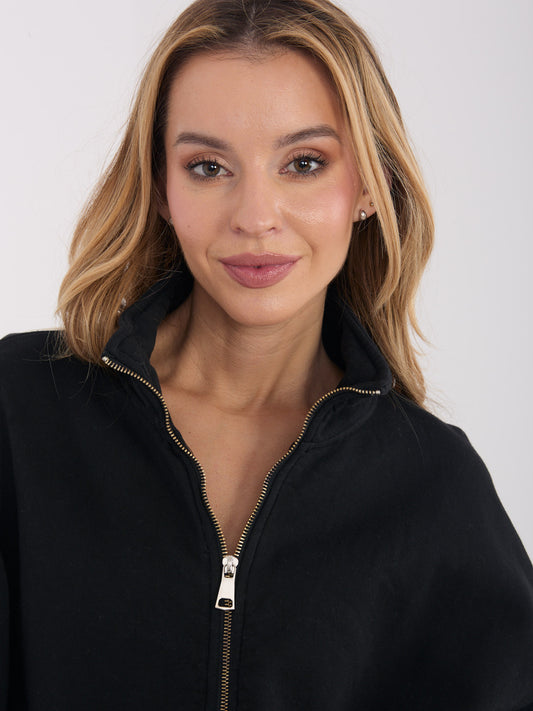 Czarna rozpinana bluza basic o kroju oversize