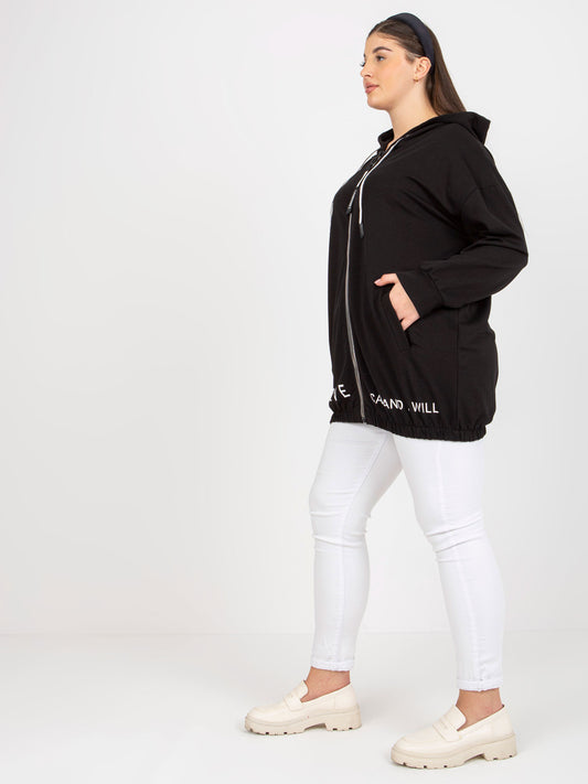Czarna rozpinana bluza plus size z napisami