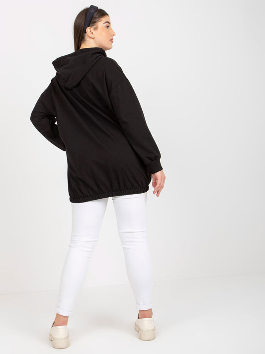 Czarna rozpinana bluza plus size z napisami