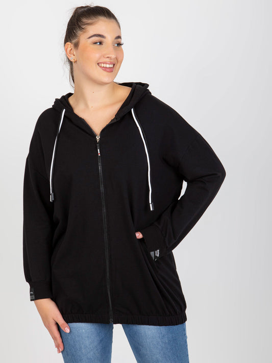 Czarna rozpinana bluza plus size z kieszeniami
