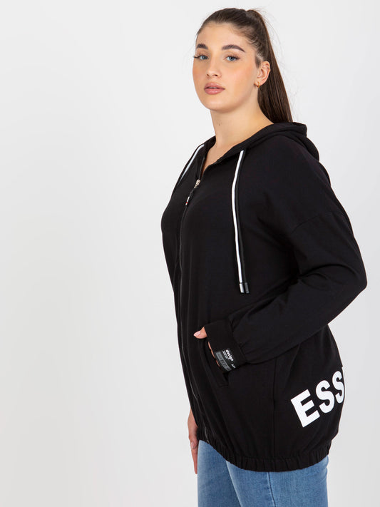 Czarna rozpinana bluza plus size z kieszeniami