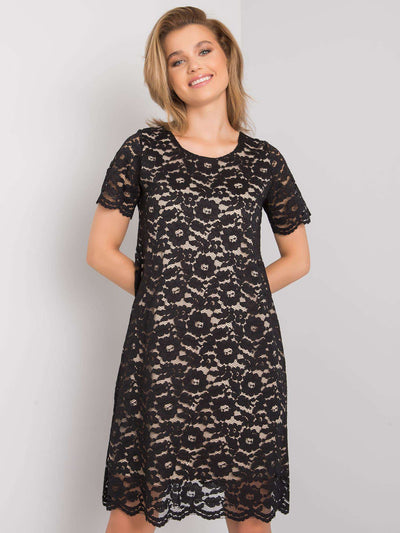 Czarna elegancka sukienka z koronki