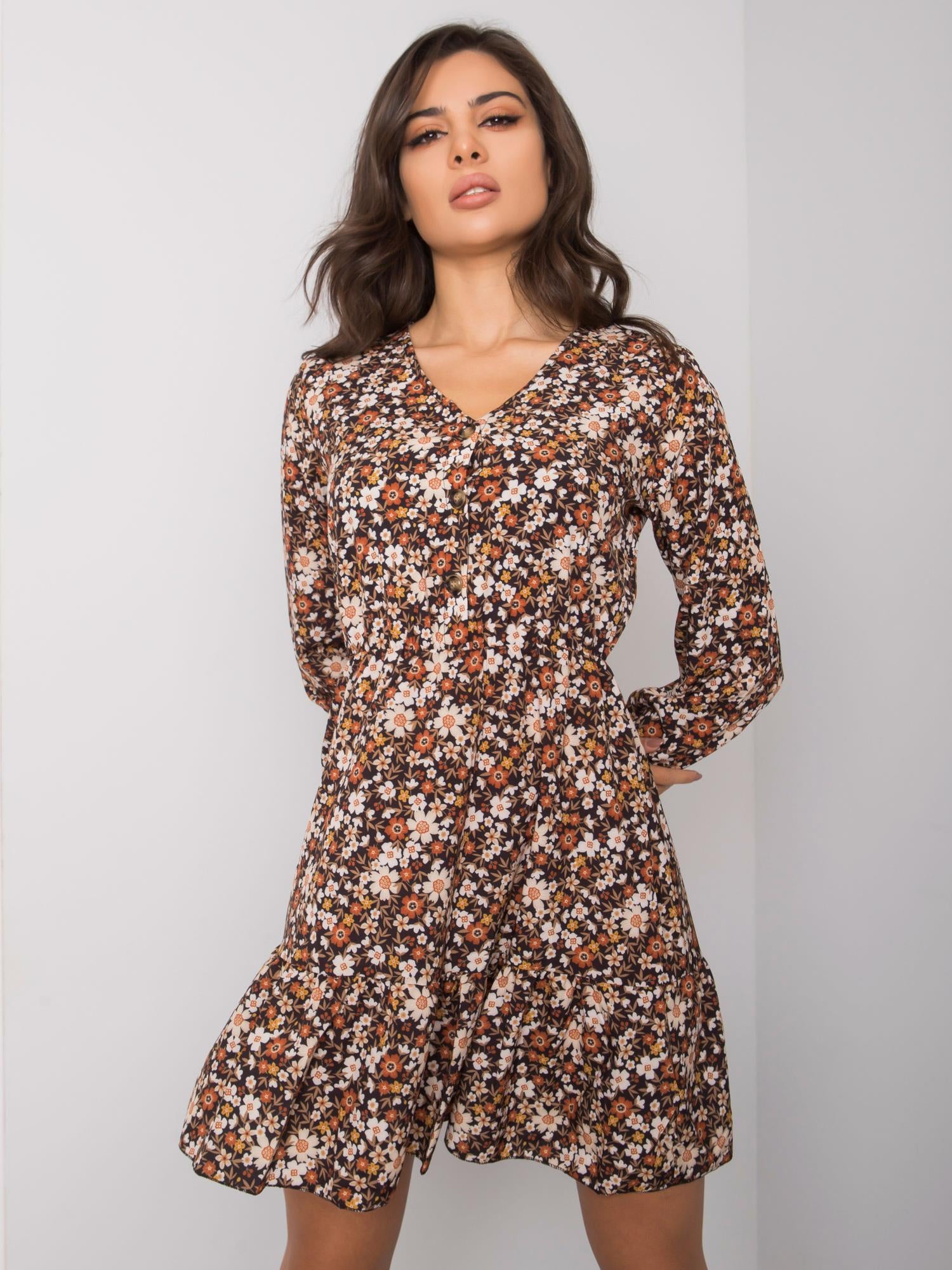 OCH BELLA Czarna sukienka w kwiaty