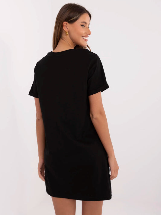 SUBLEVEL Czarna krótka sukienka t-shirtowa