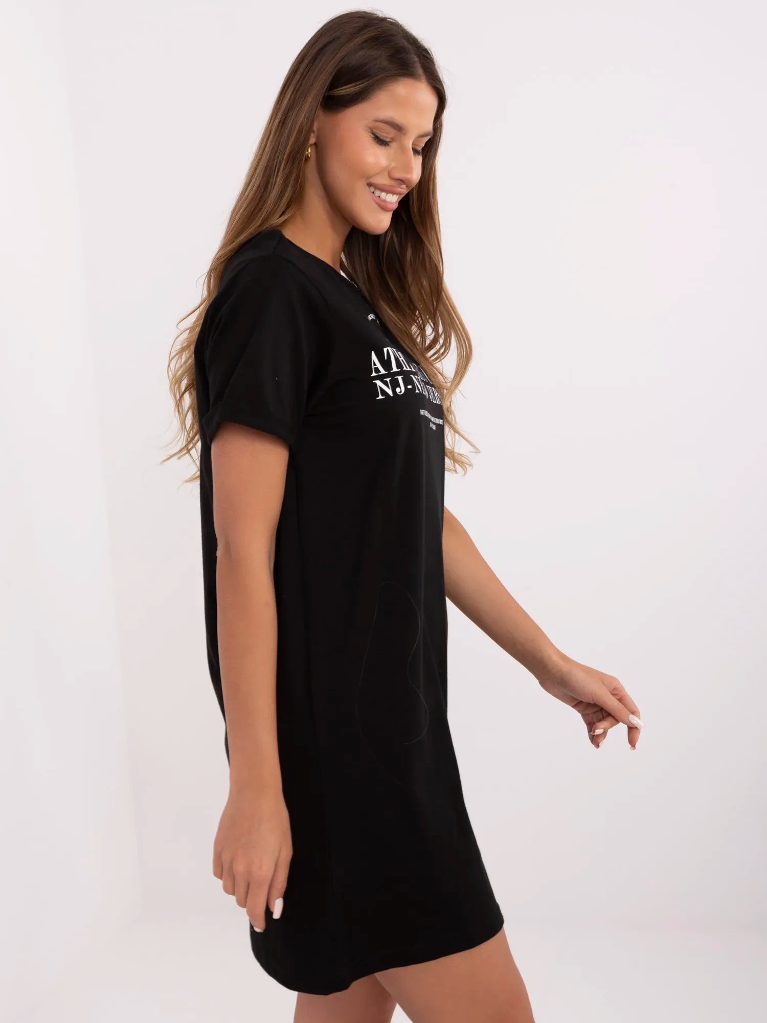 SUBLEVEL Czarna krótka sukienka t-shirtowa