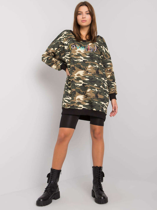 Czarna tunika w militarne wzory