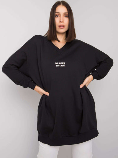 Czarna tunika plus size z bawełny